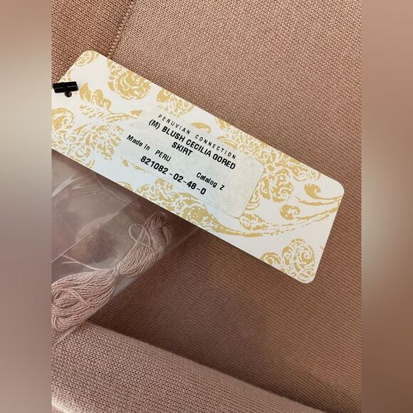 Peruvian Connection V-Neck Peplum Sweater & Skirt Set Blush M - Picture 9 of 10